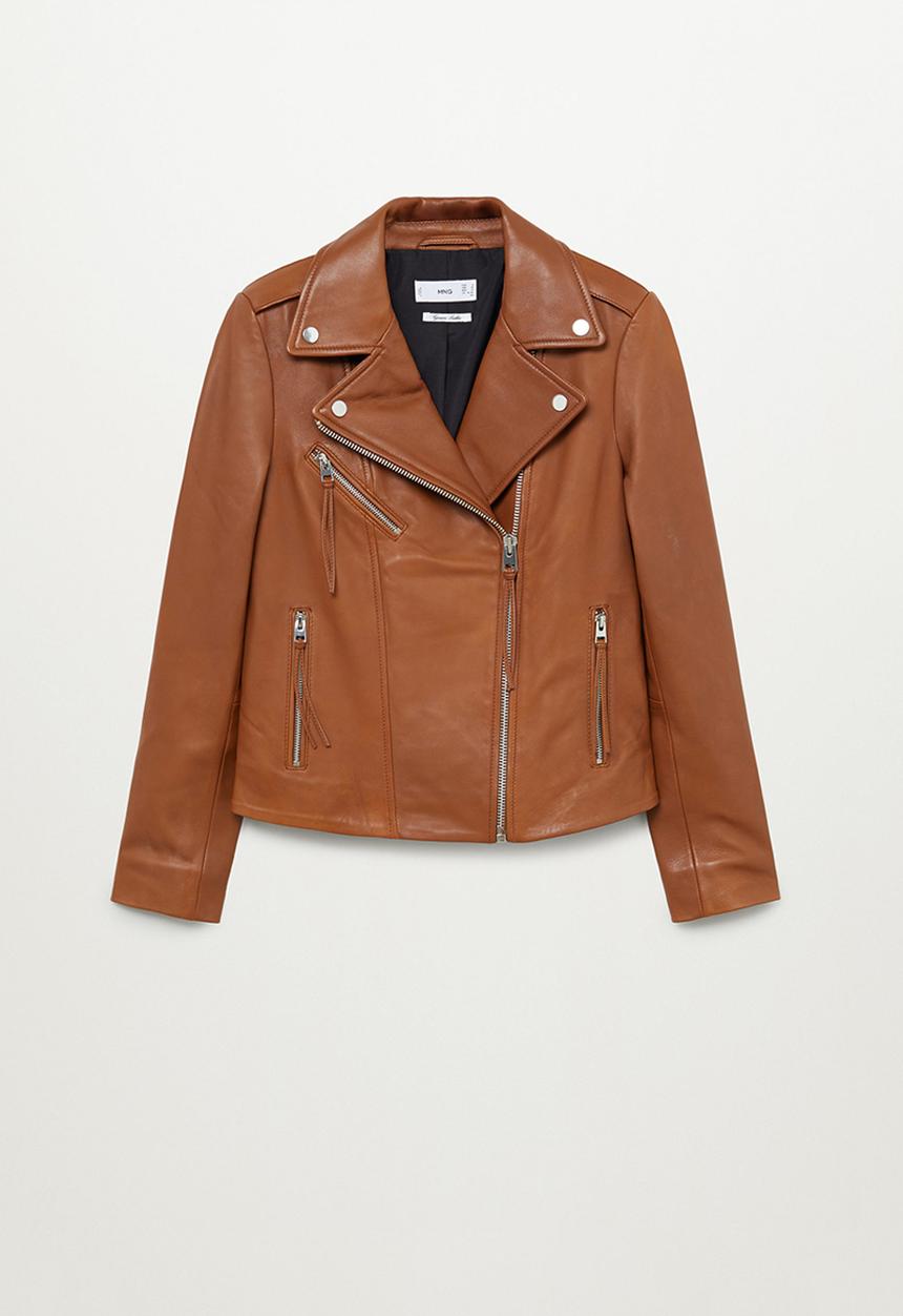 MANGO - Leather Jacket perfect - brown