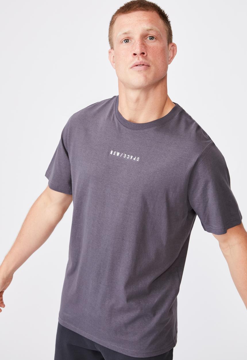 Cotton On - Tbar text T-shirt - late night blue