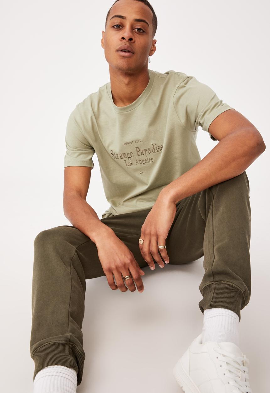 Cotton On - Tbar text T-shirt - sage