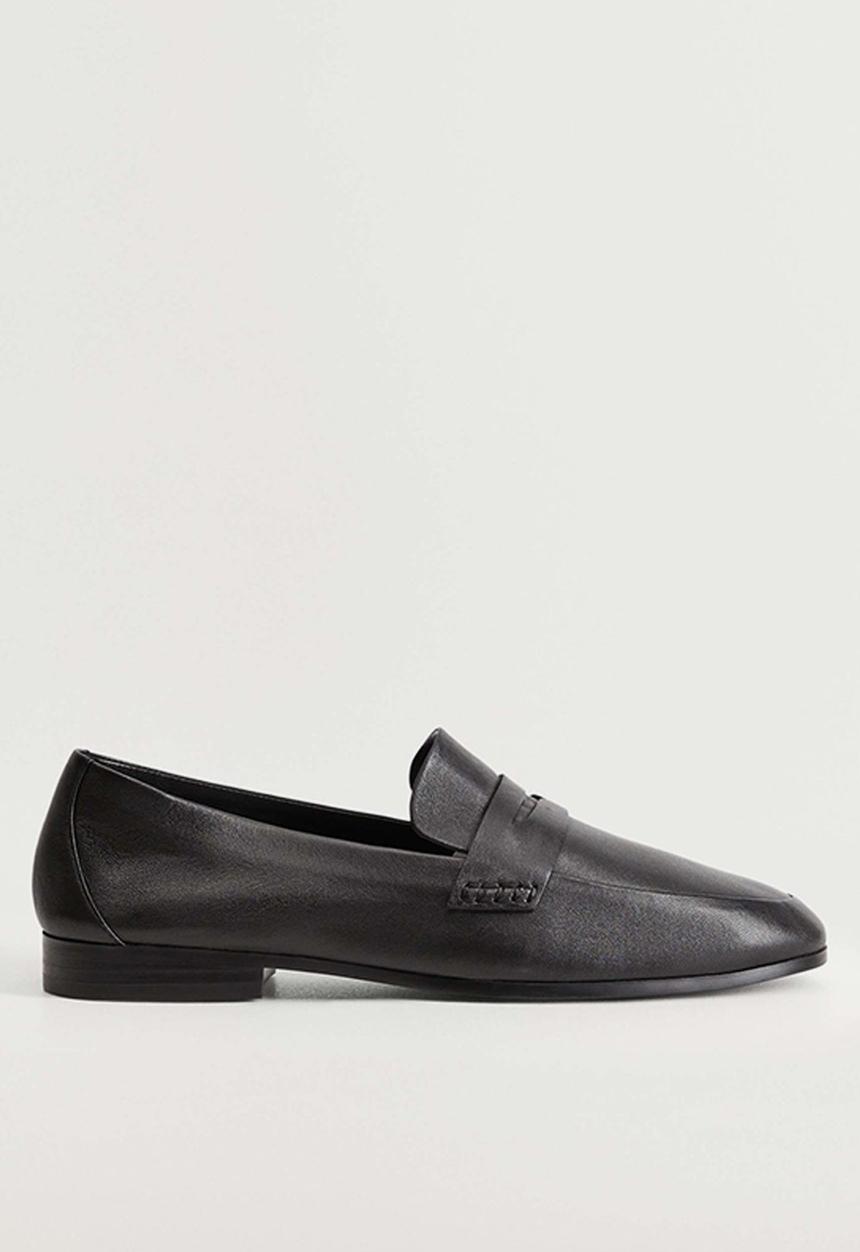 MANGO - Ramo leather loafer - black