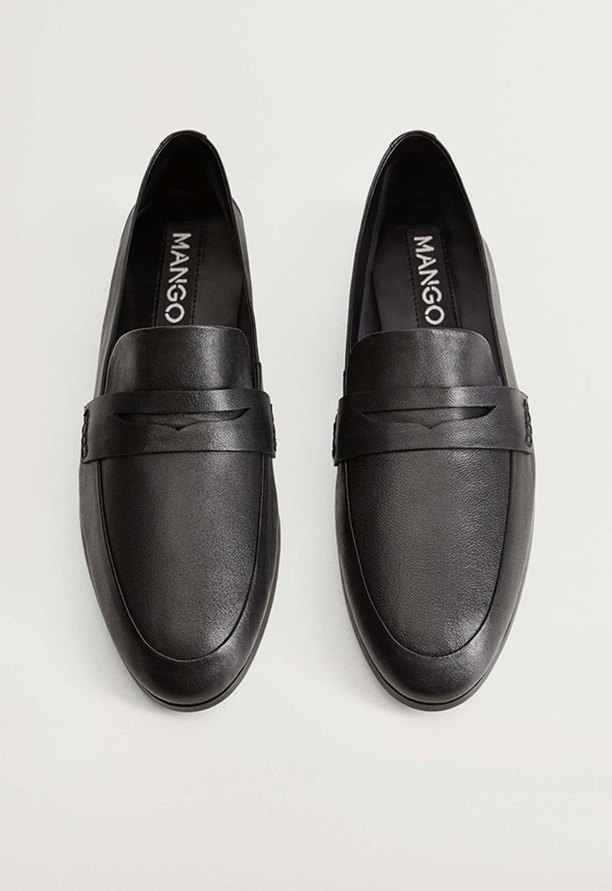 MANGO - Ramo leather loafer - black