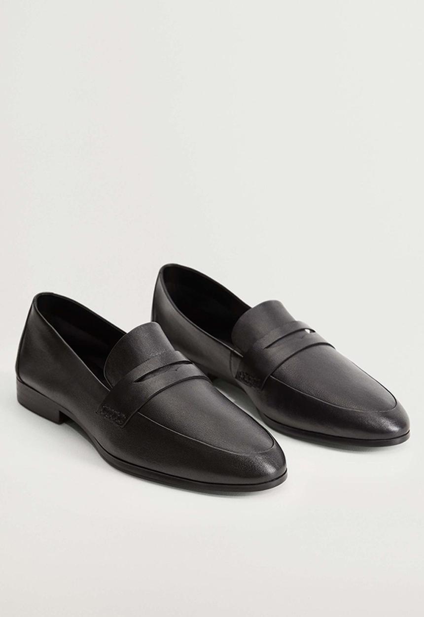 MANGO - Ramo leather loafer - black