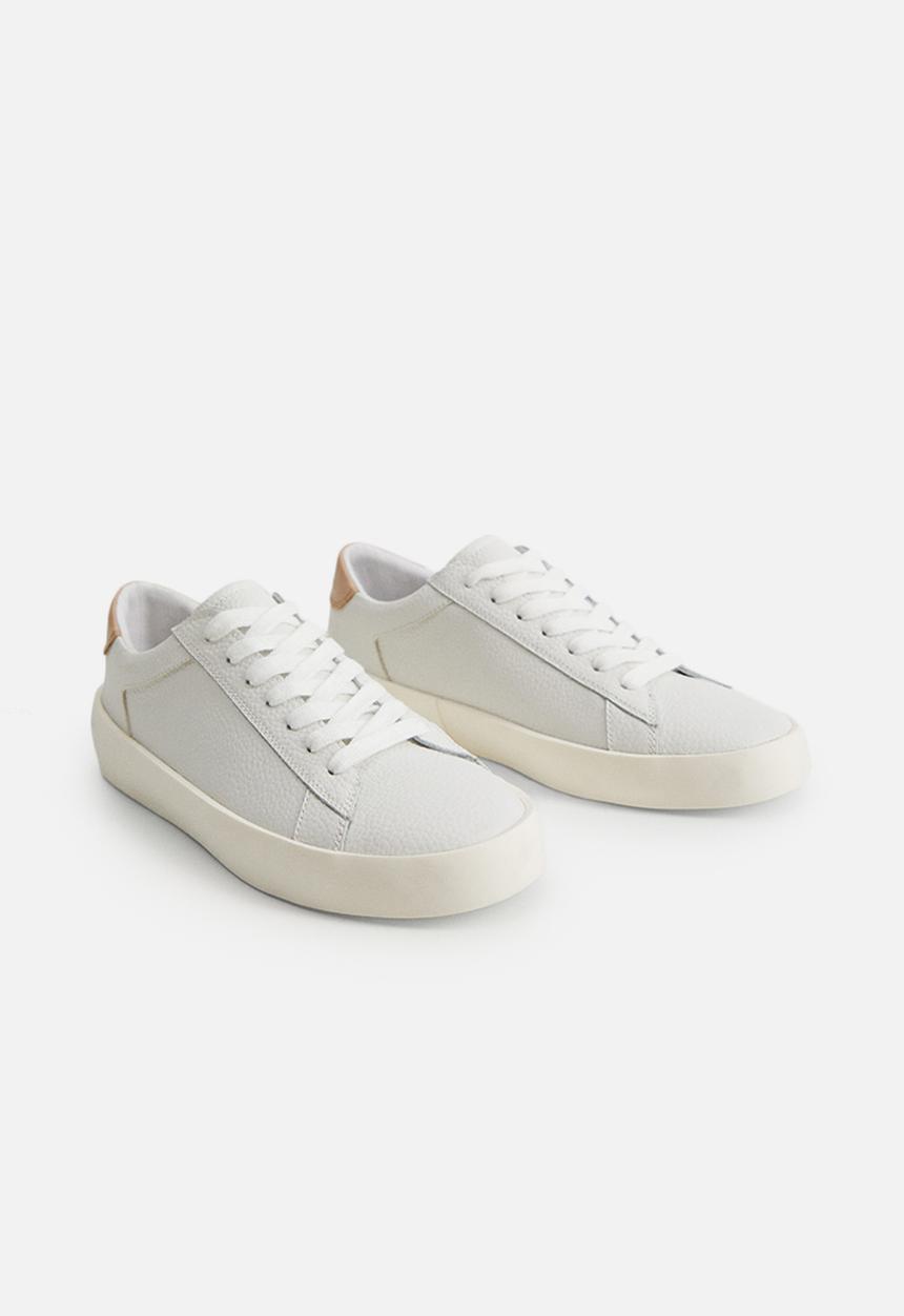 MANGO - Haifa leather mix sneaker - white