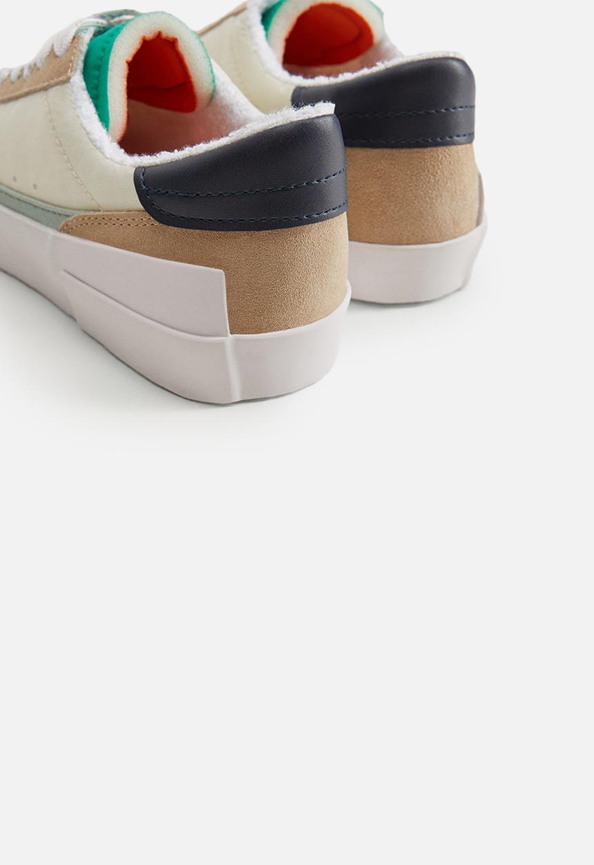 MANGO - Herring leather mix sneaker - white