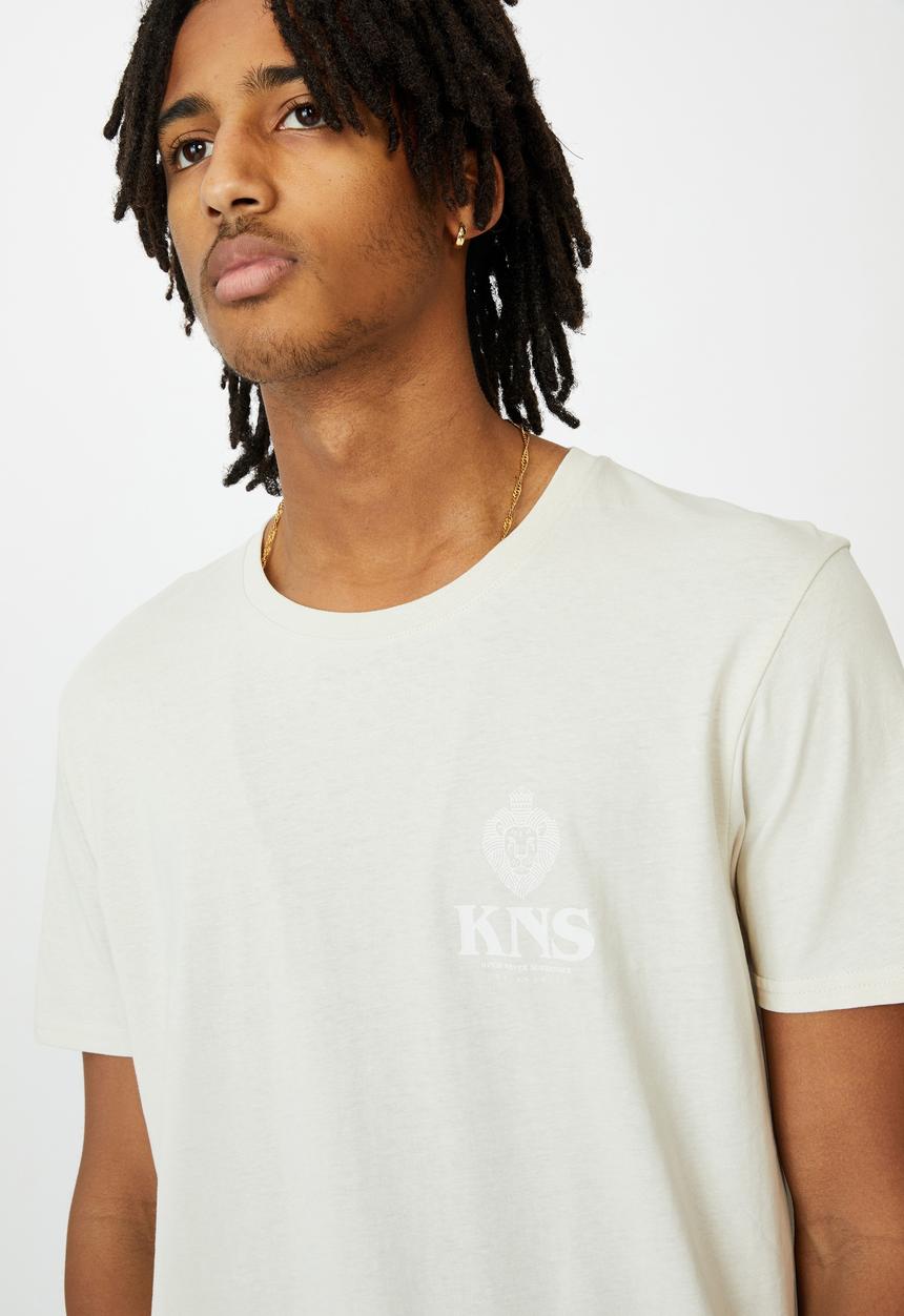 Factorie - Kns curved graphic T-shirt - ivory