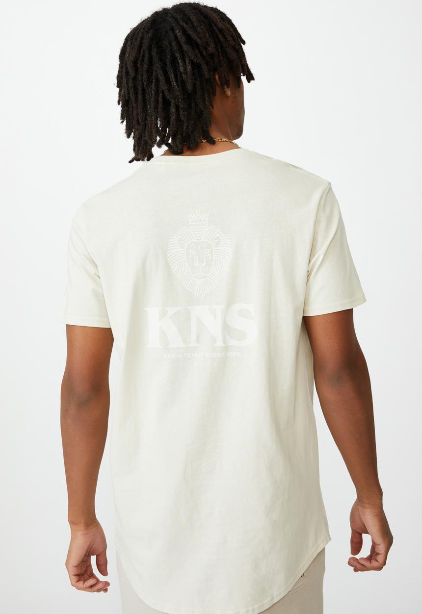 Factorie - Kns curved graphic T-shirt - ivory