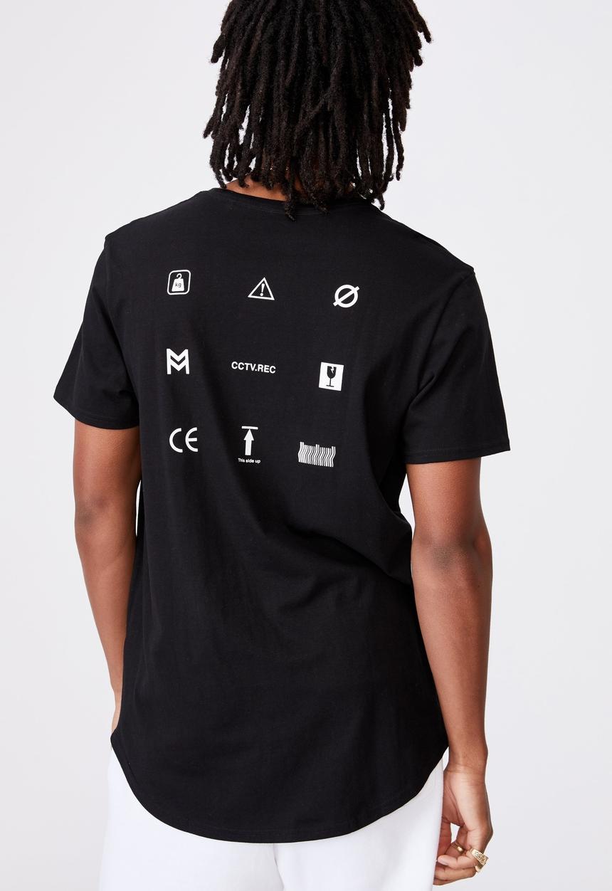 Factorie - Supply curved graphic T-shirt - black