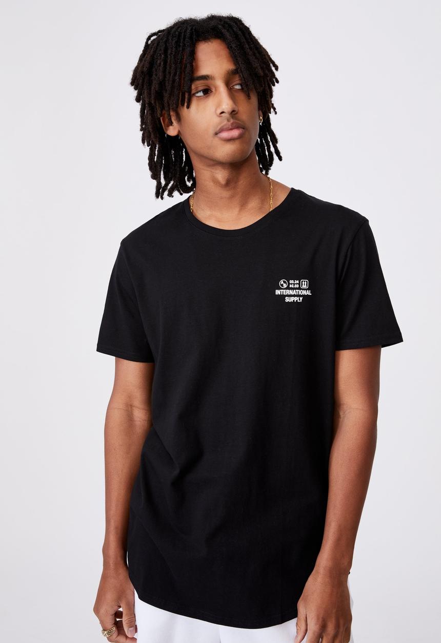Factorie - Supply curved graphic T-shirt - black