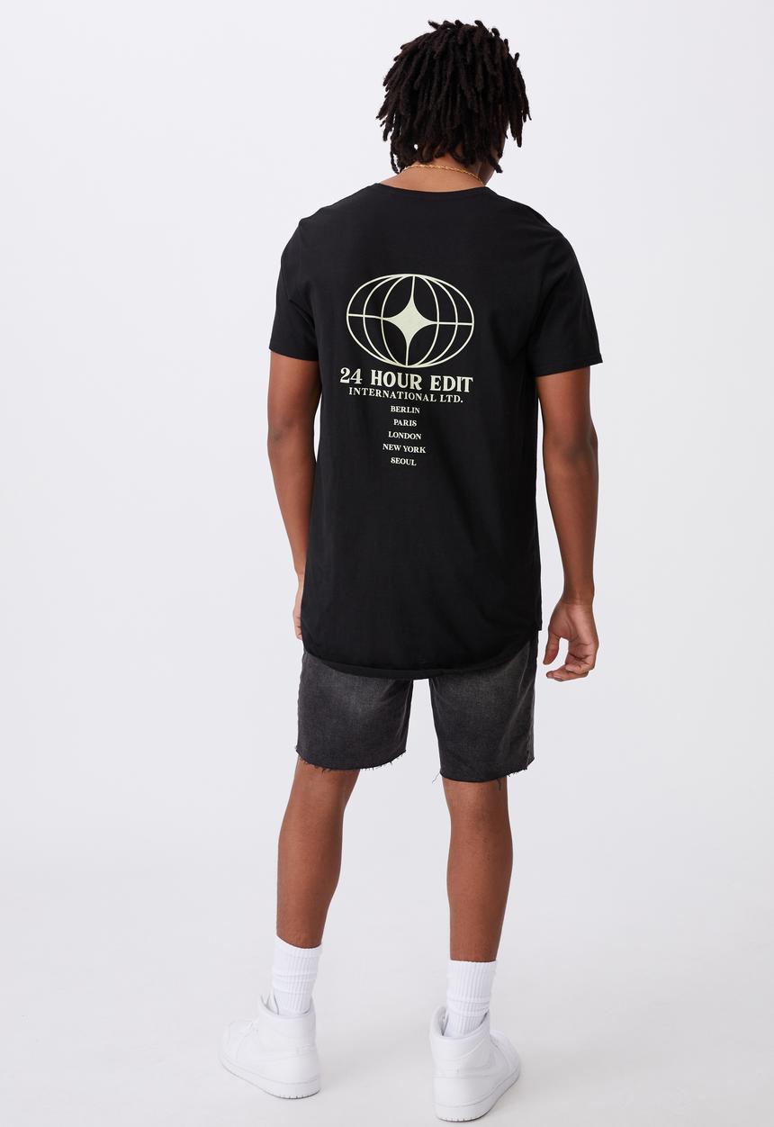 Factorie - 24 hour edit curved graphic T-shirt - black