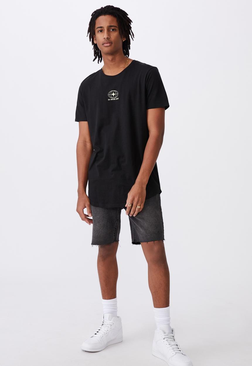 Factorie - 24 hour edit curved graphic T-shirt - black