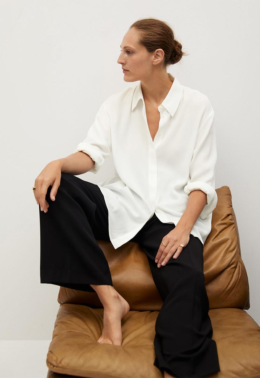 MANGO - Shirt bass - white