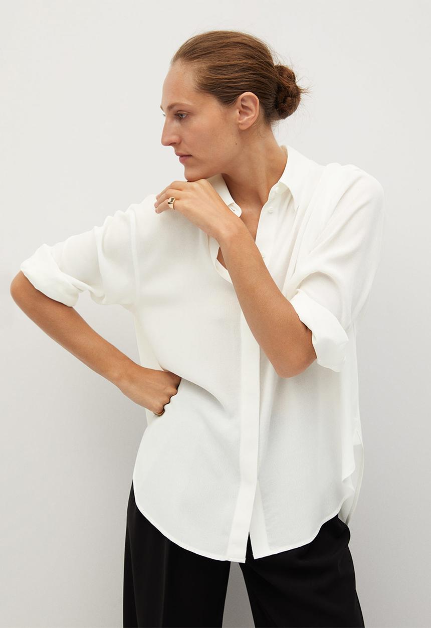 MANGO - Shirt bass - white