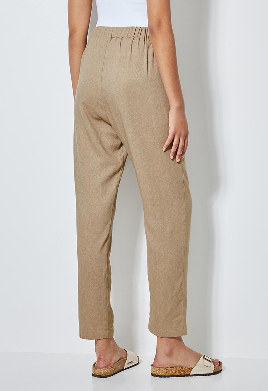 Superbalist - Linen blend trouser with tie belt - stone