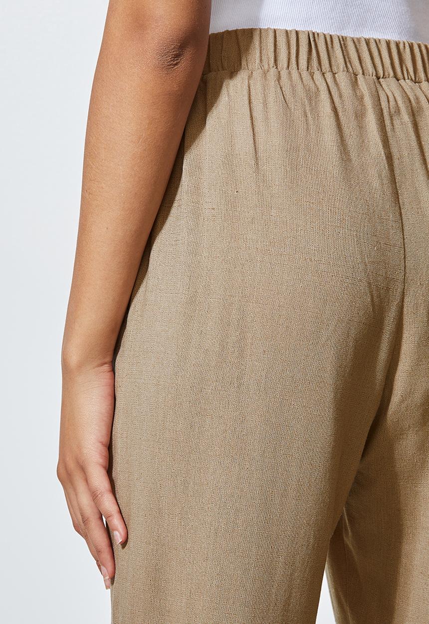 Superbalist - Linen blend trouser with tie belt - stone