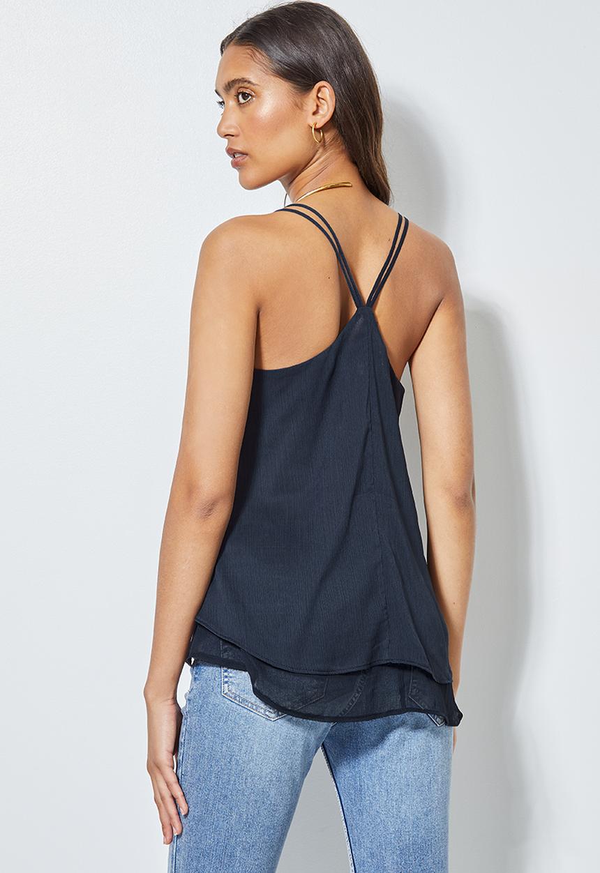 Superbalist - Double layer chiffon strappy cami - navy