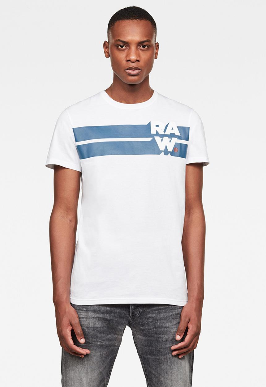G-STAR - Raw. stripe graphic r  short sleeve tee - white