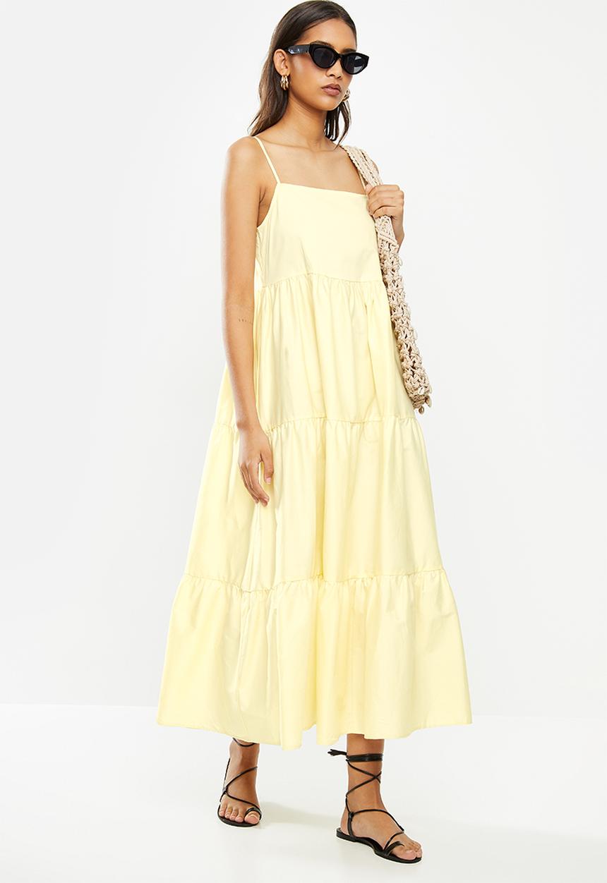 VELVET - Squareneck tiered cami maxi dress - yellow