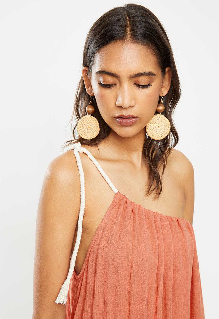 VELVET - Rope tie tiered mini dress - orange