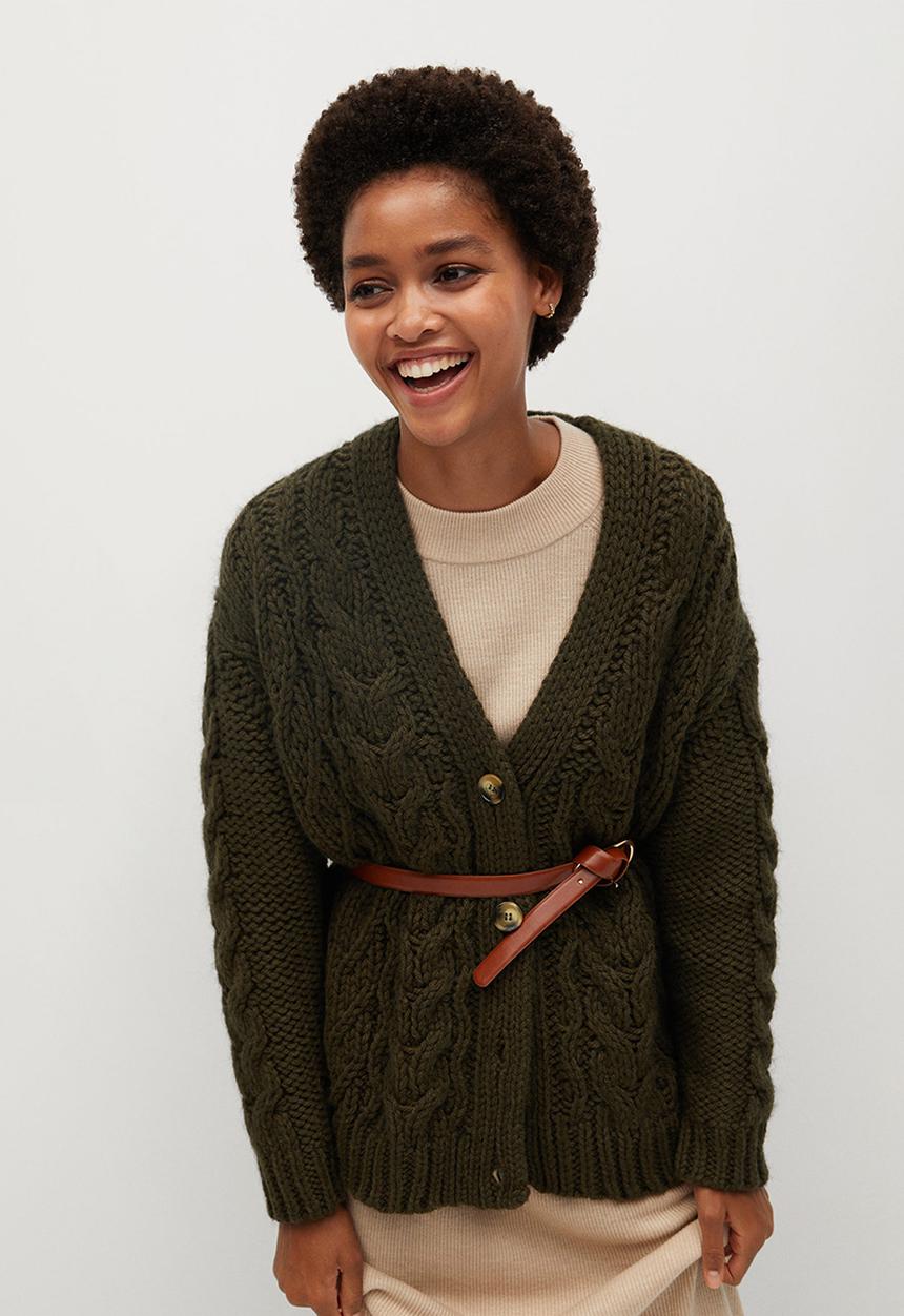 MANGO - Cardigan yaya - khaki/olive