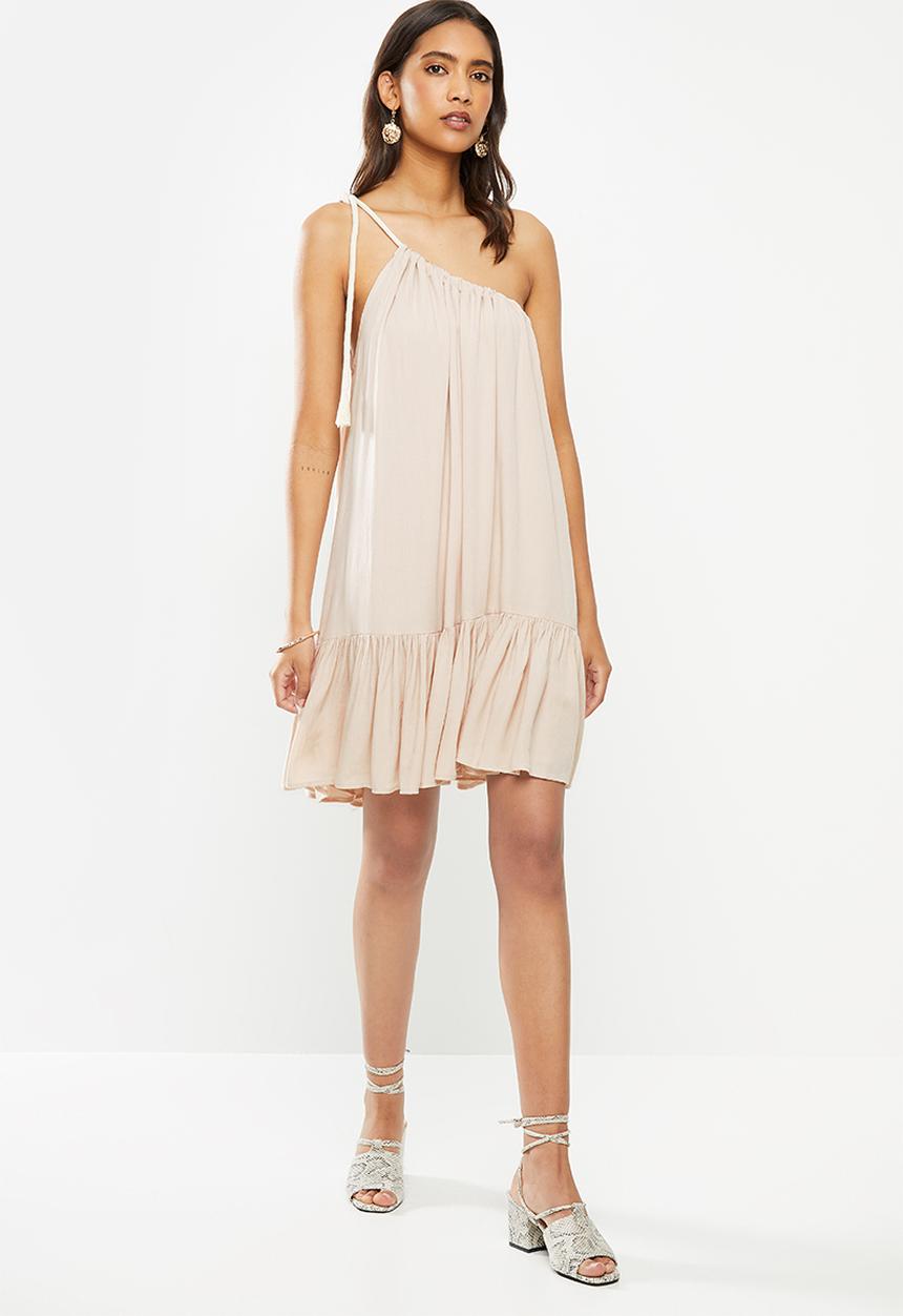 VELVET - Rope tie tiered mini dress - neutral