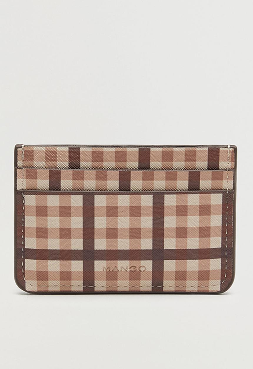 MANGO - Card holder mch cuadros  - beige