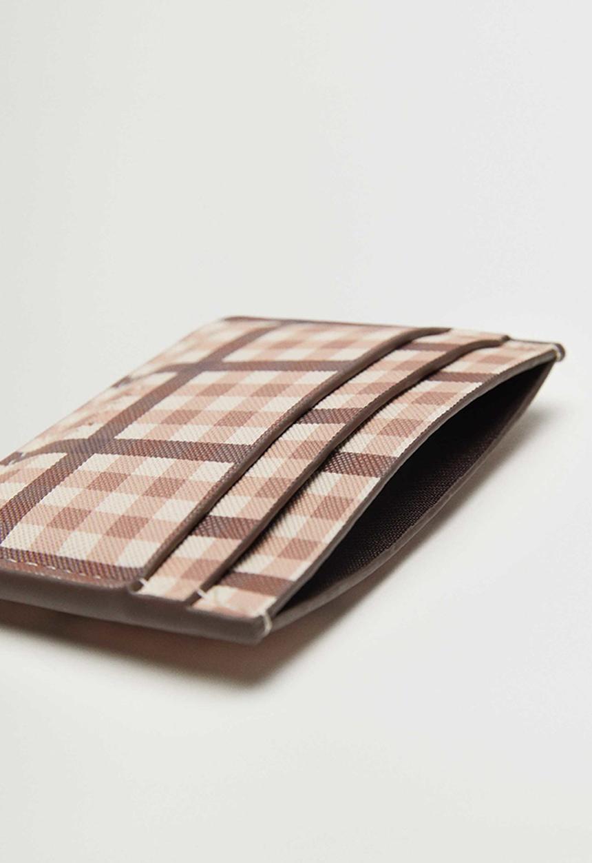 MANGO - Card holder mch cuadros  - beige