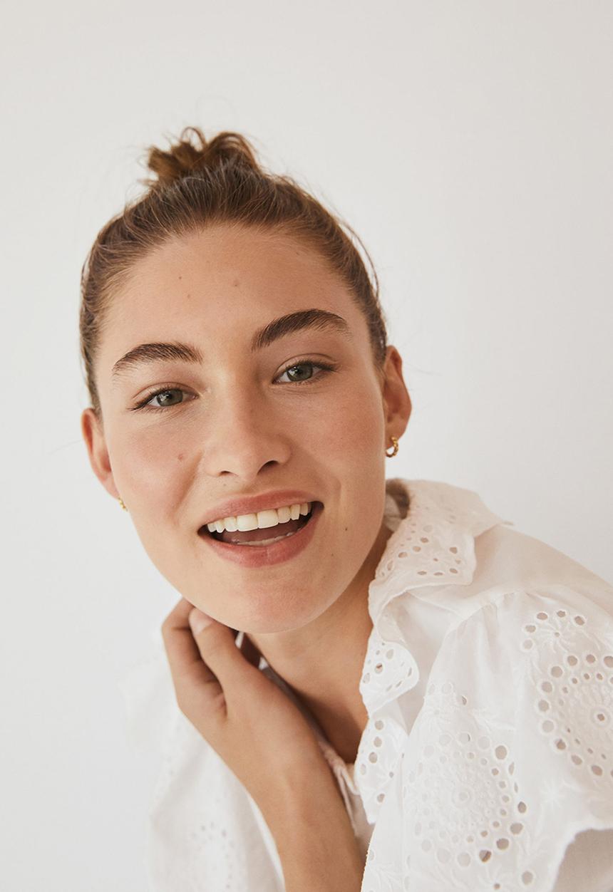 MANGO - Blouse ruffle - white