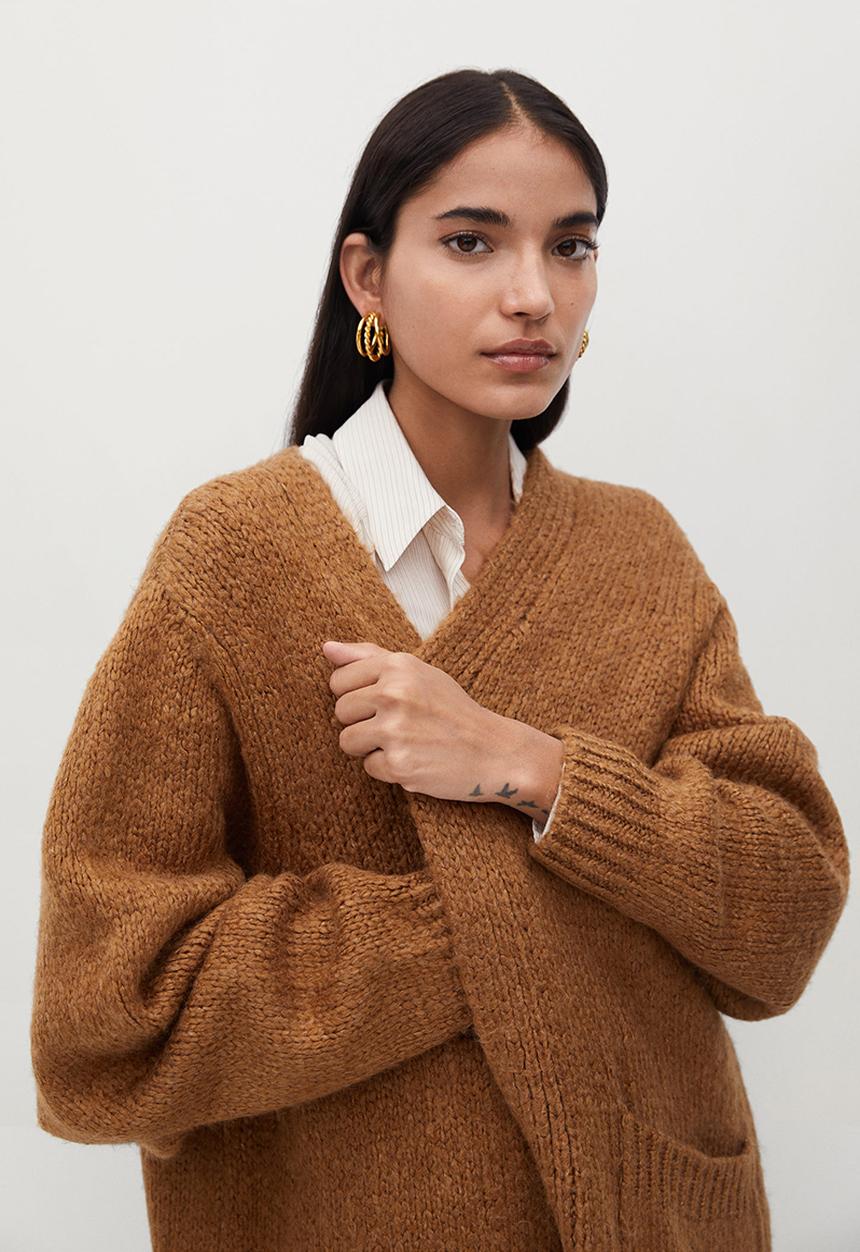 MANGO - Cardigan bigger - dark brown