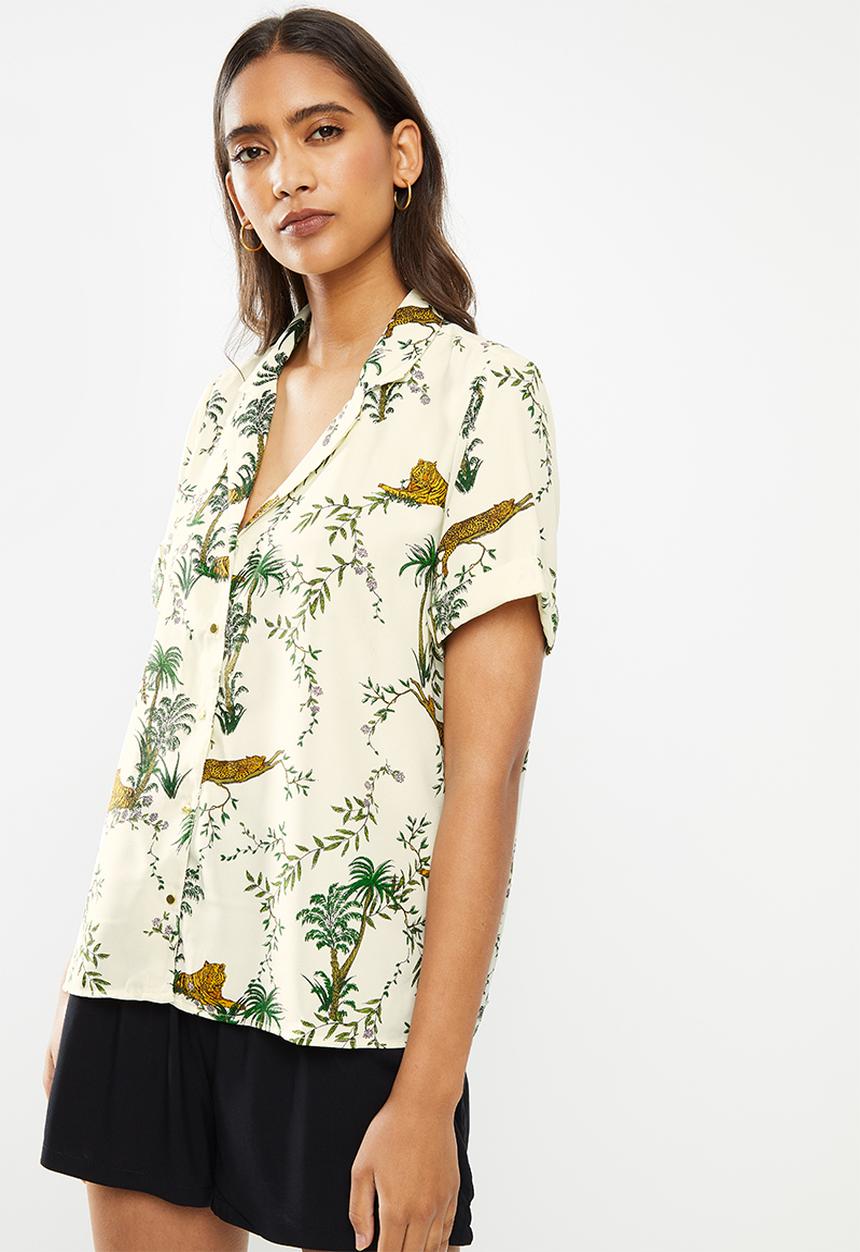 ONLY - Elvina short sleeve button through - yellow