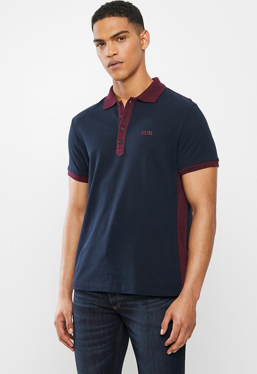 Diesel  - T-skatt polo - navy & burgundy