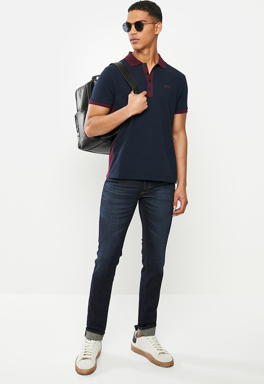 Diesel  - T-skatt polo - navy & burgundy