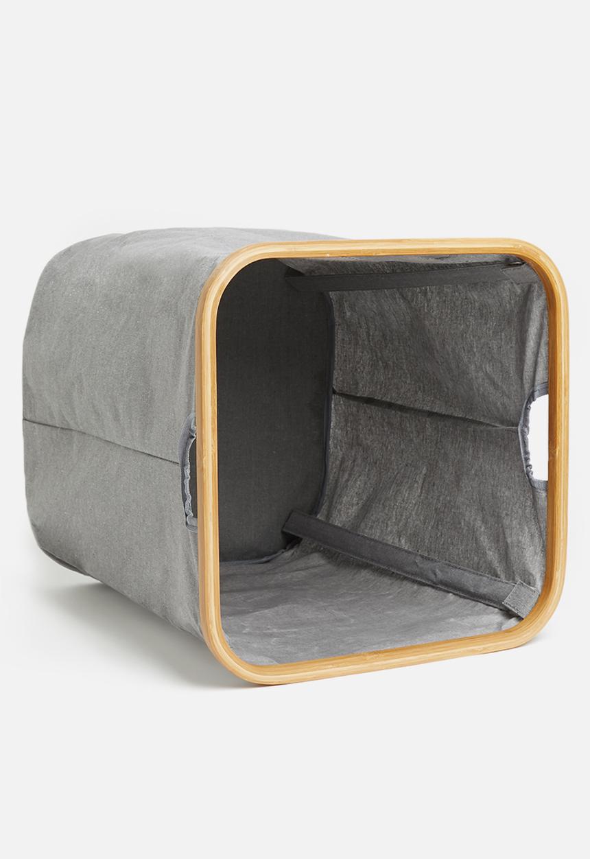 Bathroom Solutions - Laundry bag with bamboo ring - grey