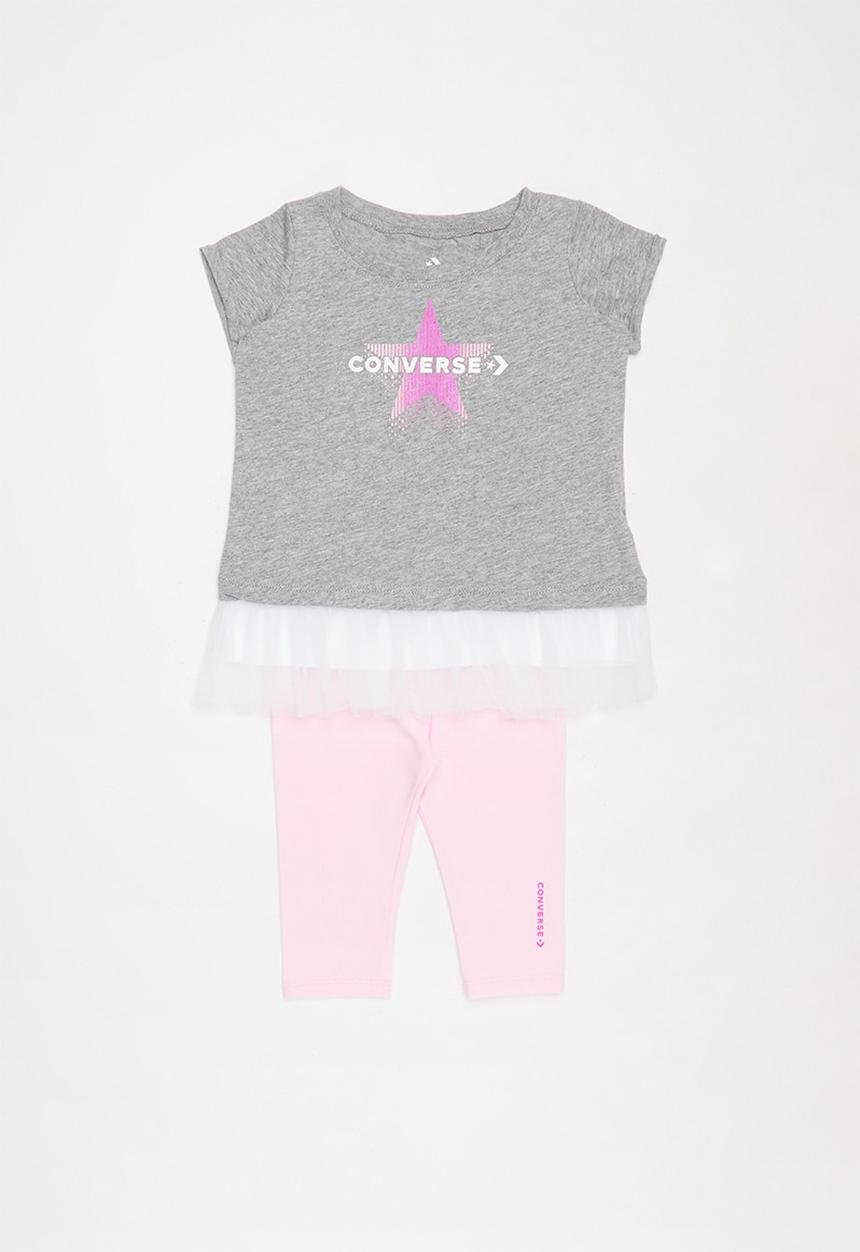 Converse - Converse graph capri leg set top - grey & pink 