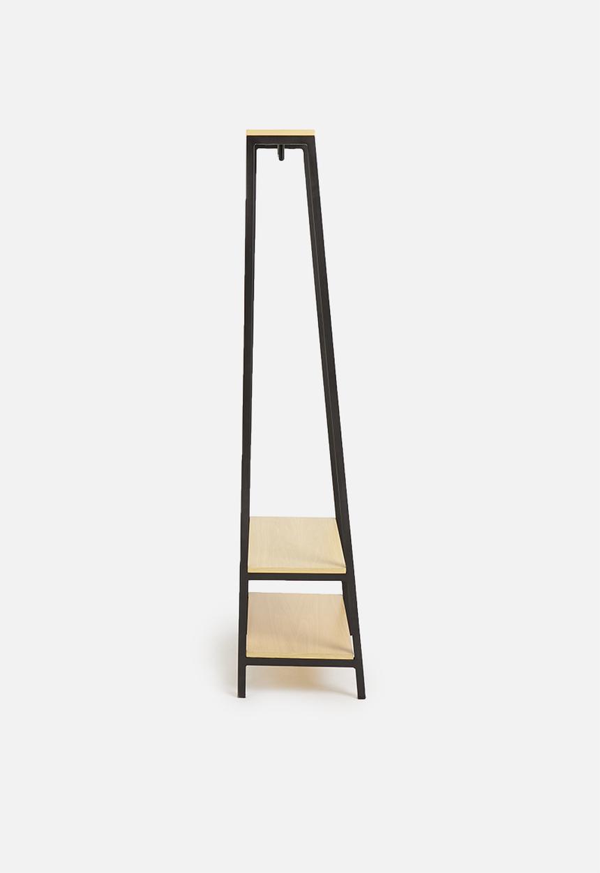 Sixth Floor - Cuba clothing rail in oak veneer - black & neutral 