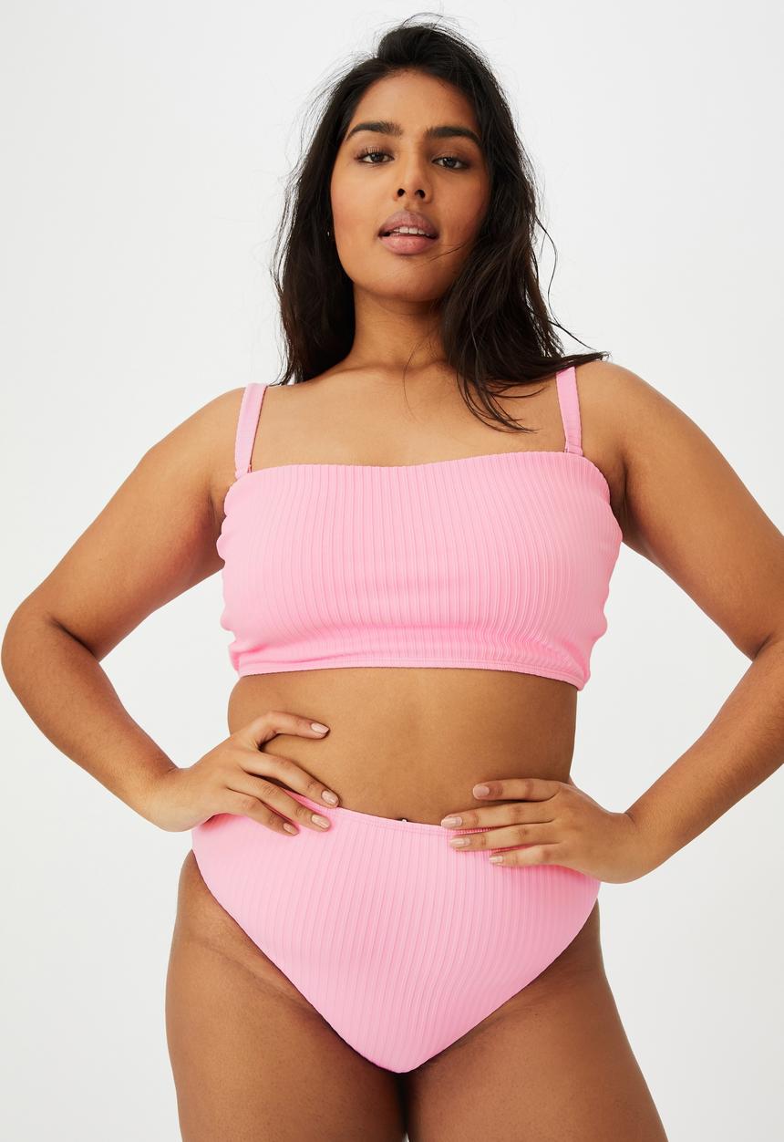 Cotton On - Curve bandeau bikini top - strawberry rib