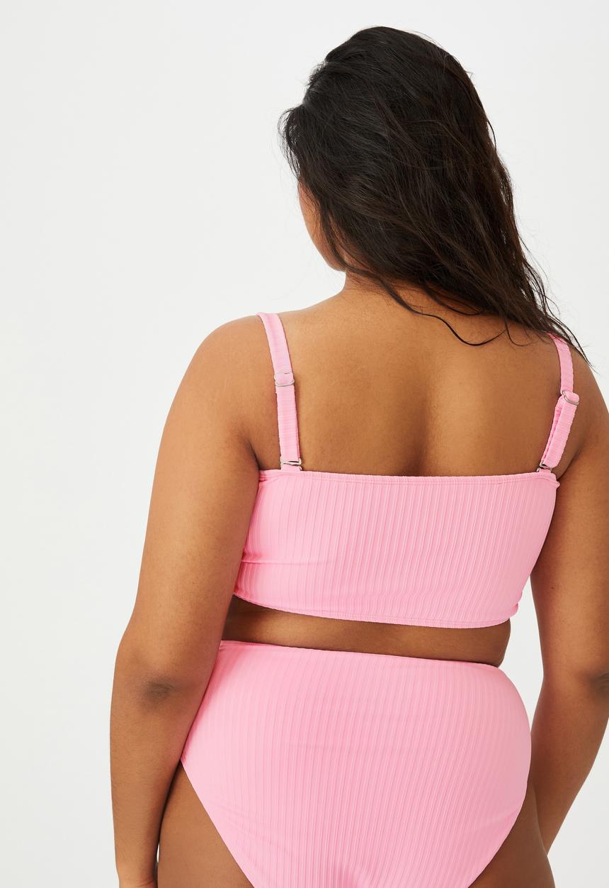 Cotton On - Curve bandeau bikini top - strawberry rib