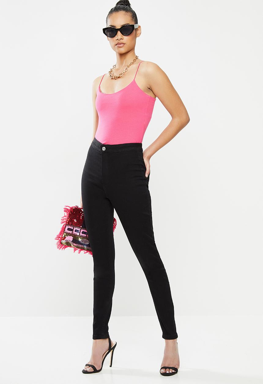 Missguided - Petite vice high waisted super stretch skinny jean - black