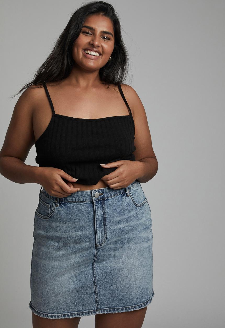 Cotton On - Curve denim mini skirt - cabarita blue