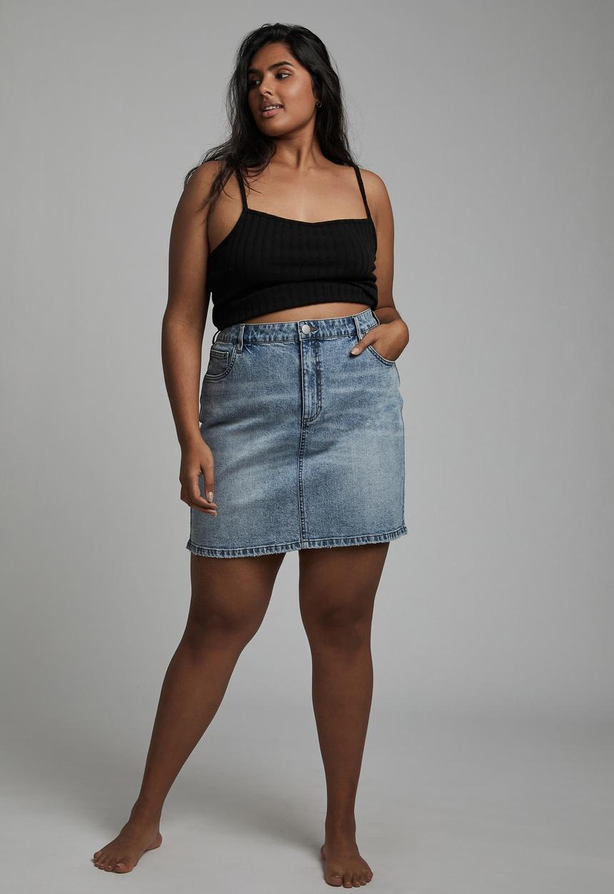 Cotton On - Curve denim mini skirt - cabarita blue