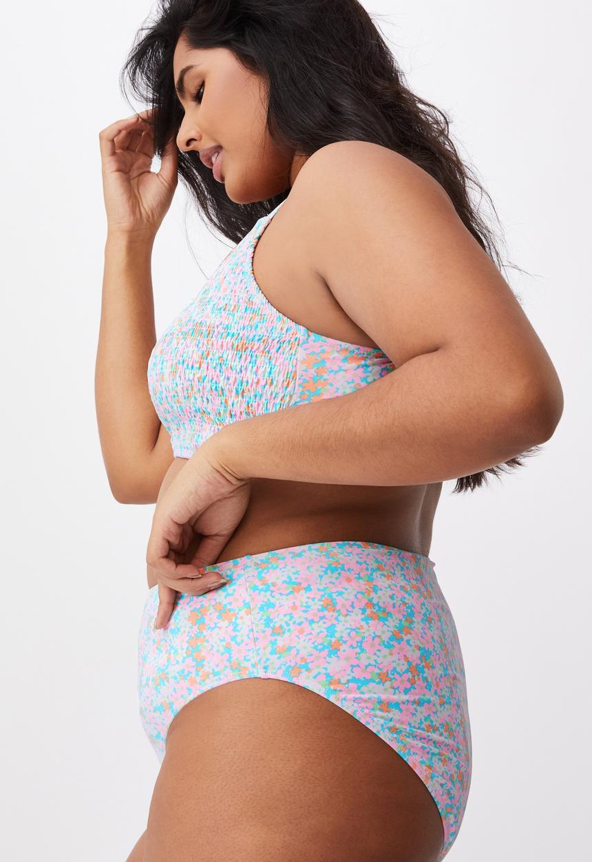 Cotton On - Curve high waisted full bikini bottom - meadow fields