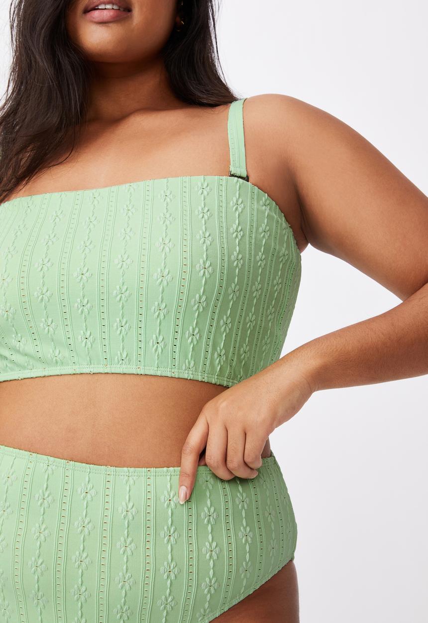 Cotton On - Curve high waisted full bikini bottom - mint broiderie