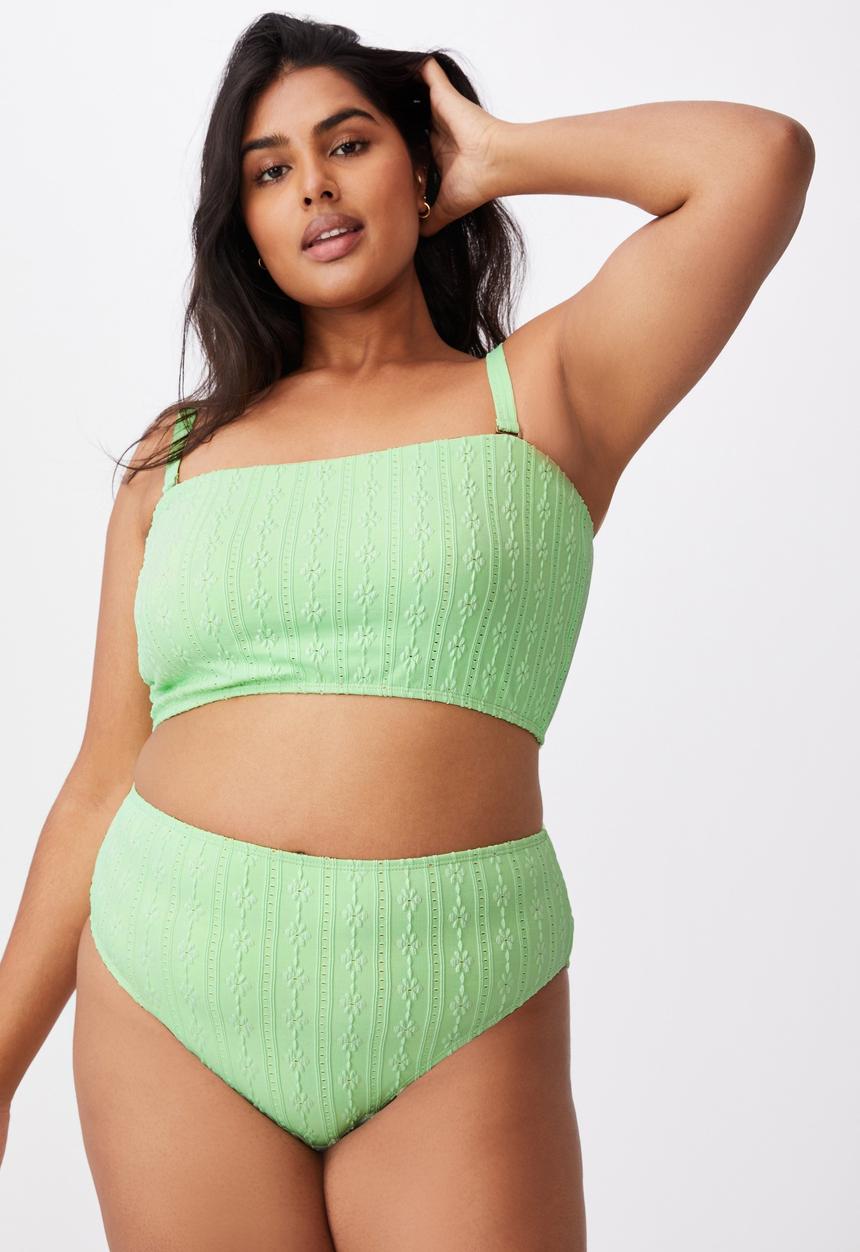 Cotton On - Curve high waisted full bikini bottom - mint broiderie