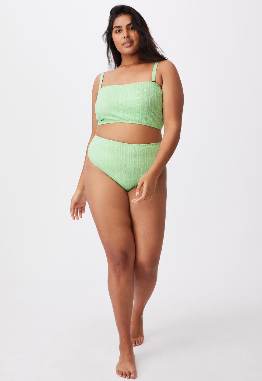 Cotton On - Curve high waisted full bikini bottom - mint broiderie
