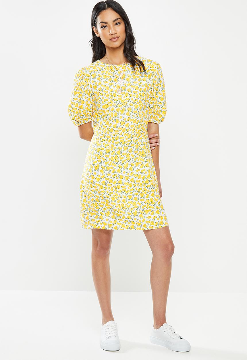 Glamorous - Petite Puff sleeve mini dress - yellow 