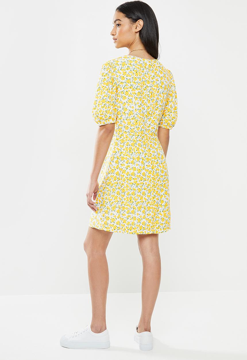Glamorous - Petite Puff sleeve mini dress - yellow 
