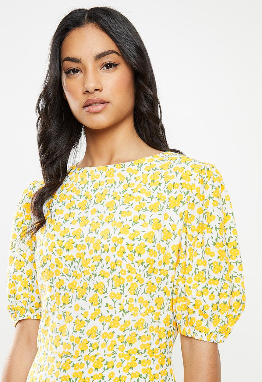 Glamorous - Petite Puff sleeve mini dress - yellow 
