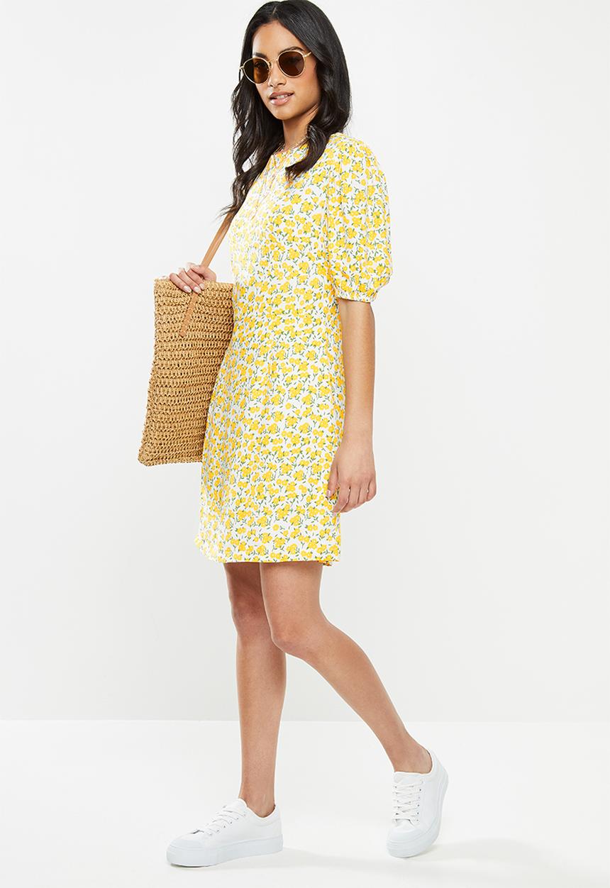 Glamorous - Petite Puff sleeve mini dress - yellow 