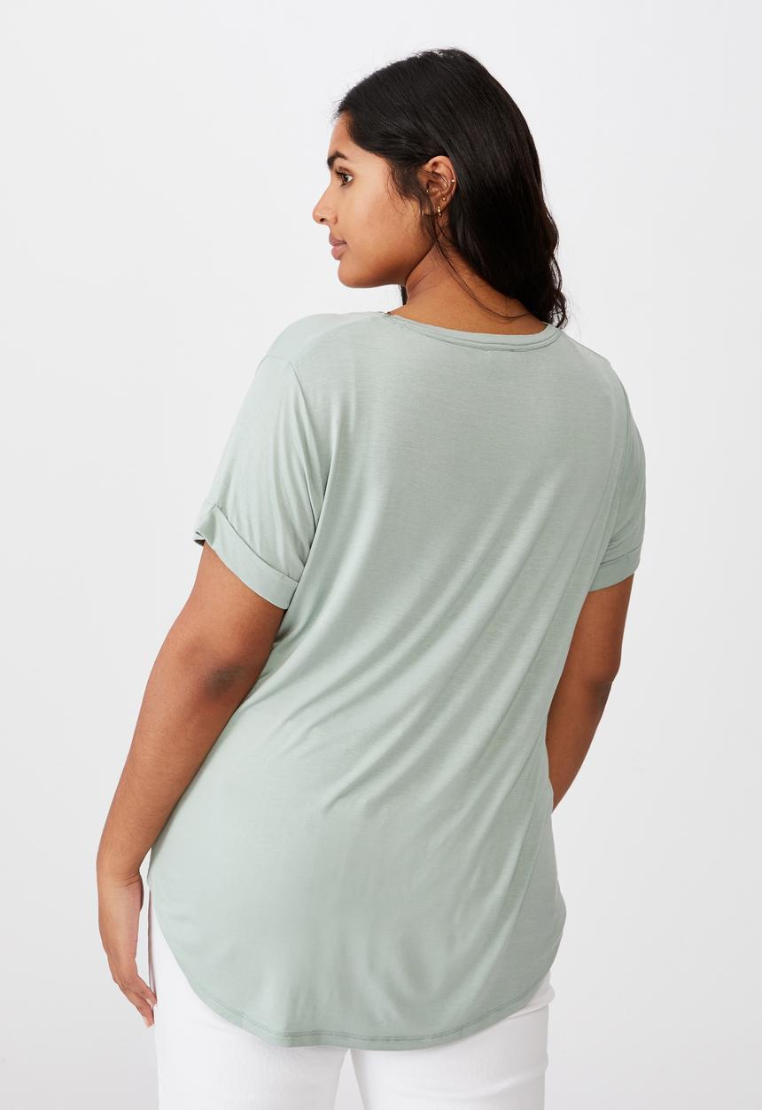 Cotton On - Curve karly short sleeve tee - washed green