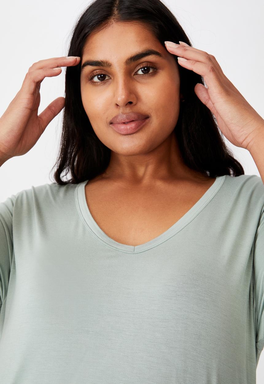 Cotton On - Curve karly short sleeve tee - washed green