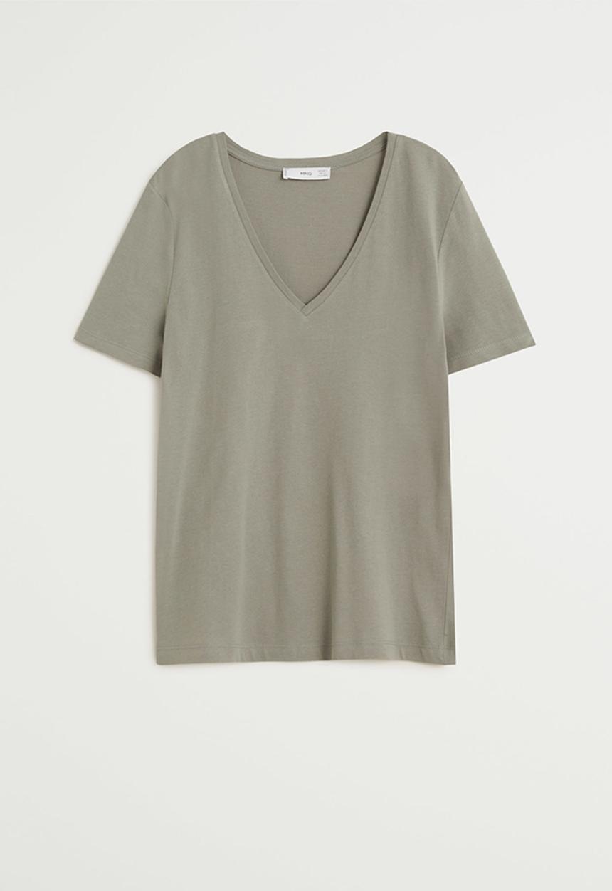MANGO - T-shirt chalapi - medium green